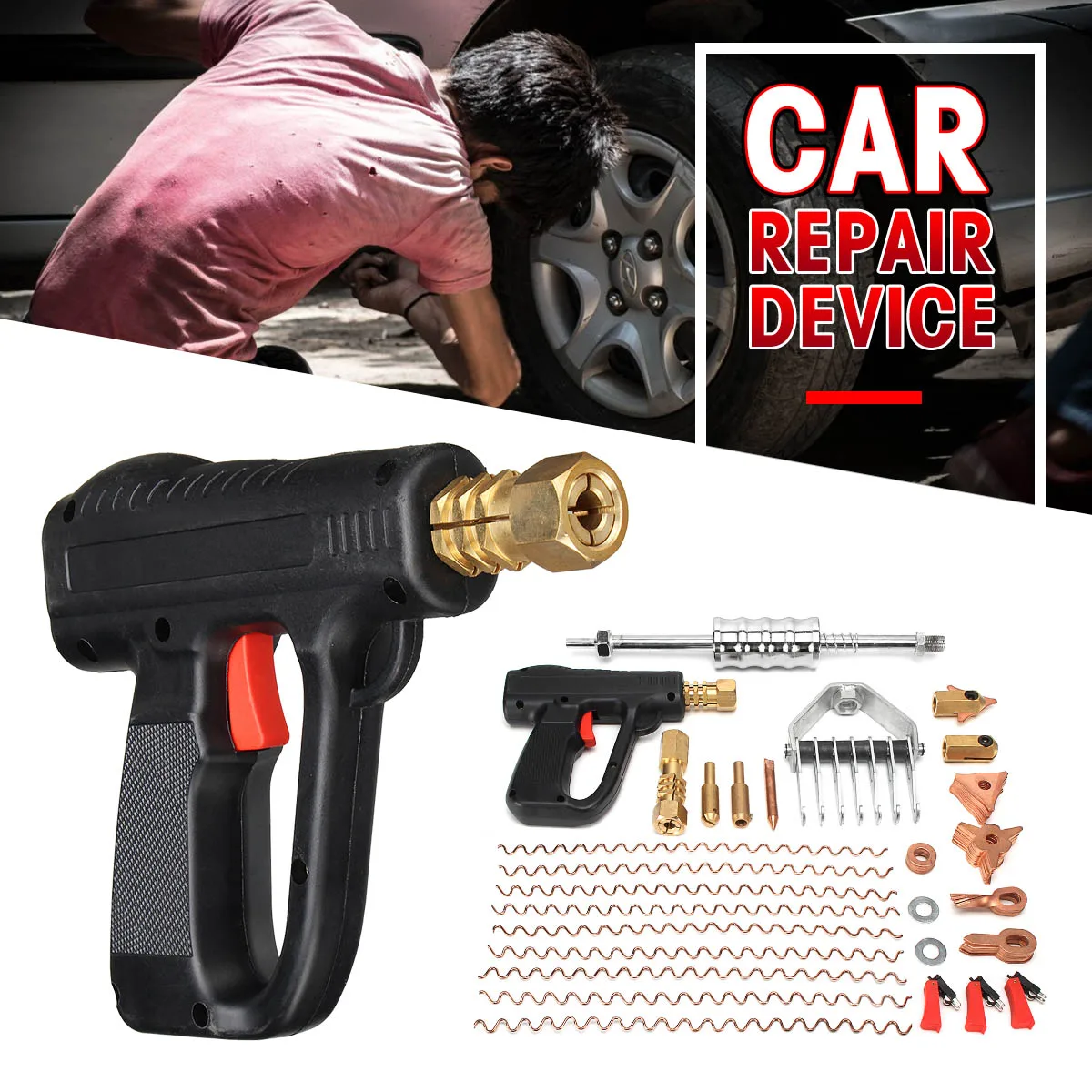 66Pcs/Set Dent Repair Puller Kit Car Tools Hand Body Spot Guns Mini Welding Machine Auto System Spotter Fix Clamp Hammer Removal
66Pcs/Set Dent Repair Puller Kit Car Tools Hand Body Spot Guns Mini Welding Machine Auto System Spotter Fix Clamp Hammer Removal
