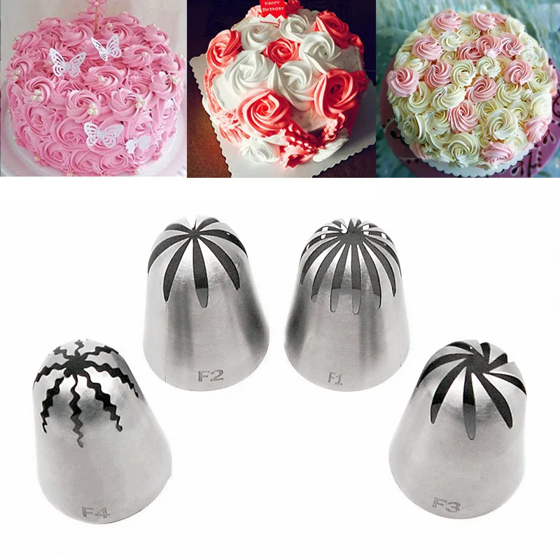 

4pc Large Size Stainless Steel Decorating Mouth Cookies Cake Cream Decorating Baking Tools