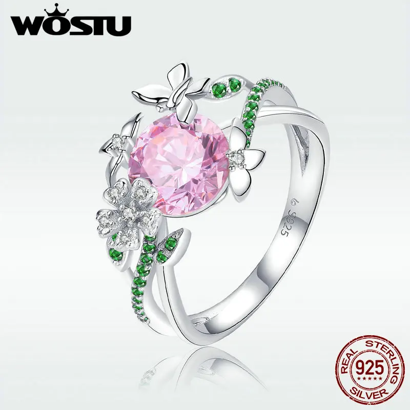 WOSTU Real 925 Sterling Silver Flower Butterfly, Dazzling Pink CZ Finger Rings For Women Romantic Wedding Jewelry Gift DAR010
WOSTU Real 925 Sterling Silver Flower Butterfly, Dazzling Pink CZ Finger Rings For Women Romantic Wedding Jewelry Gift DAR010