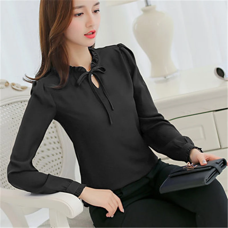 2019 Korean Women Casual Slim Tops And Blouses Spring Office Lady Rullled Chiffon Shirts Solid Color Blusas Mujer
2019 Korean Women Casual Slim Tops And Blouses Spring Office Lady Rullled Chiffon Shirts Solid Color Blusas Mujer