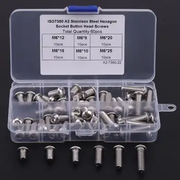 60pcs/Box M6 Hex Socket Screws Stainless Steel Button Head Screws Fasteners Furniture Repair Tools Set Accessories
60pcs/Box M6 Hex Socket Screws Stainless Steel Button Head Screws Fasteners Furniture Repair Tools Set Accessories