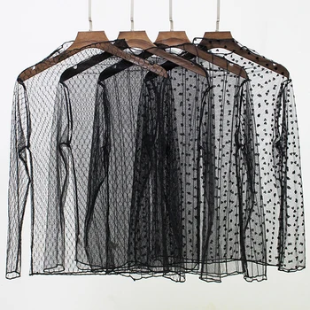 Hot Black Striped Dot See-through Lace Blouses Shirt Star Long Sleeve soft Sexy Shirt
Hot Black Striped Dot See-through Lace Blouses Shirt Star Long Sleeve soft Sexy Shirt