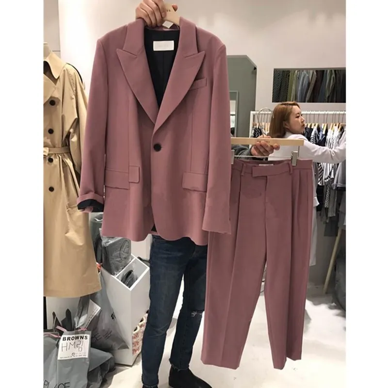 

Set Female Spring and Autumn New Fashion Loose Long Paragraph Suit Jacket Harem Pants Two Sets of Temperament Women's Clothes