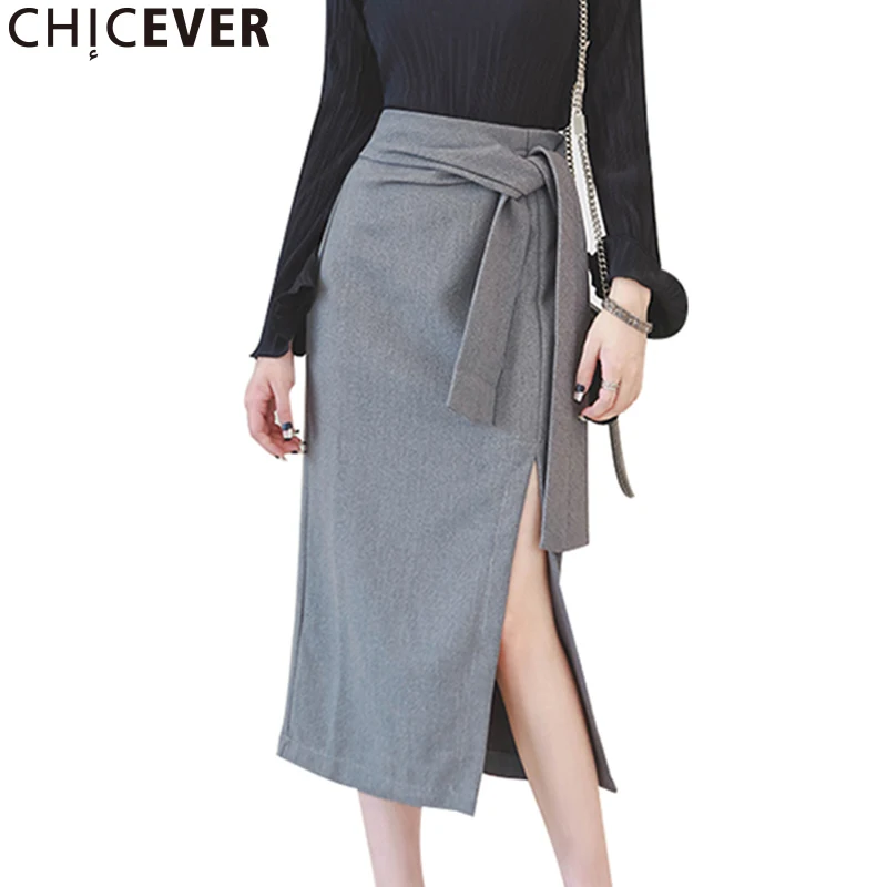 CHICEVER Autumn Split Bandage Women's Midi Skirt High Waist Bow Loose Big Size Black Elegant Asymmetry Female Skirts Fashion New
CHICEVER Autumn Split Bandage Women's Midi Skirt High Waist Bow Loose Big Size Black Elegant Asymmetry Female Skirts Fashion New