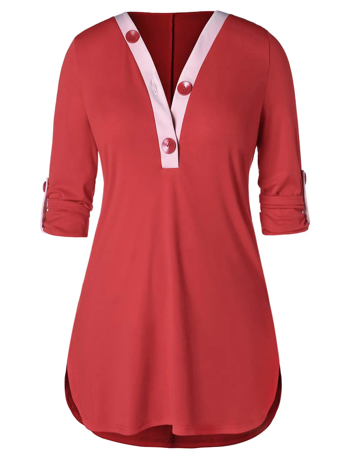 Wipalo Women Plus Size 5XL Long Sleeve Button Two Tone T-Shirt Female V Neck Roll Tab Sleeve Casual Solid Tee Spring Summer Tops
Wipalo Women Plus Size 5XL Long Sleeve Button Two Tone T-Shirt Female V Neck Roll Tab Sleeve Casual Solid Tee Spring Summer Tops