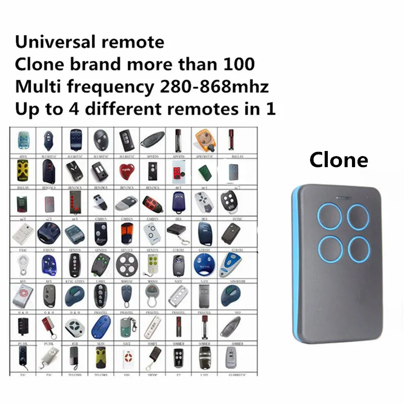 Duplicate 280mhz to 868mhz Remote Control Universal Remote Control 4 Channel Command Handzender Garage Gate Key Fob
Duplicate 280mhz to 868mhz Remote Control Universal Remote Control 4 Channel Command Handzender Garage Gate Key Fob