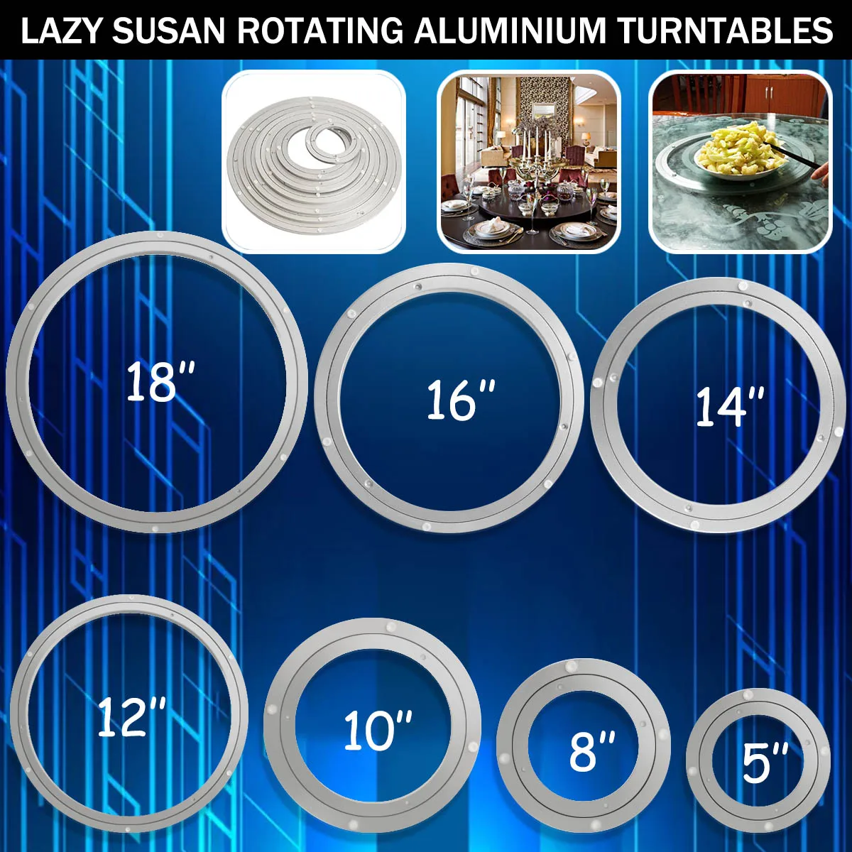 7 Size Heavy Aluminium Rotating Bearing Turntable Turn Table Round Swivel Plate for Catering Services Cake Decorations
7 Size Heavy Aluminium Rotating Bearing Turntable Turn Table Round Swivel Plate for Catering Services Cake Decorations