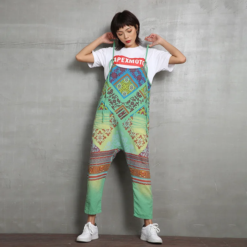 Wide Leg printed Bib Overalls Women Strap calf-Length pants Boyfriend Low Drop Crotch Playsuits Summer Vintage Harem Jumpsuits
Wide Leg printed Bib Overalls Women Strap calf-Length pants Boyfriend Low Drop Crotch Playsuits Summer Vintage Harem Jumpsuits