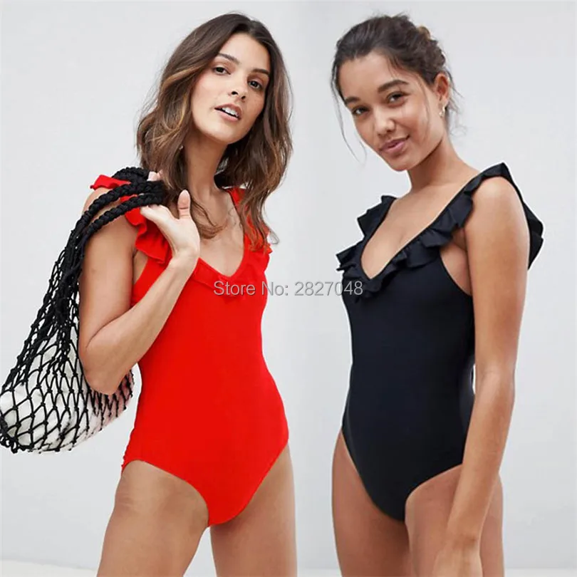 Sexy Solid One Piece Swimsuit Women Bodysuit Pleats Back Bandage Swimwear Red Monokini Black Swim Bathing Suit Beachwear Trikini
Sexy Solid One Piece Swimsuit Women Bodysuit Pleats Back Bandage Swimwear Red Monokini Black Swim Bathing Suit Beachwear Trikini