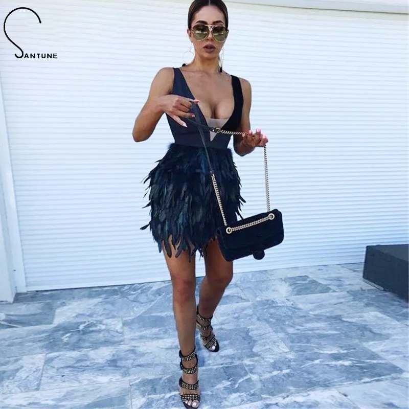 Santune 2019 Feather Deep V-Neck Sexy Dress Women Stretch A-line Party Dress Summer Club Elegant Mini Bandage Mini Dress Vestido
Santune 2019 Feather Deep V-Neck Sexy Dress Women Stretch A-line Party Dress Summer Club Elegant Mini Bandage Mini Dress Vestido