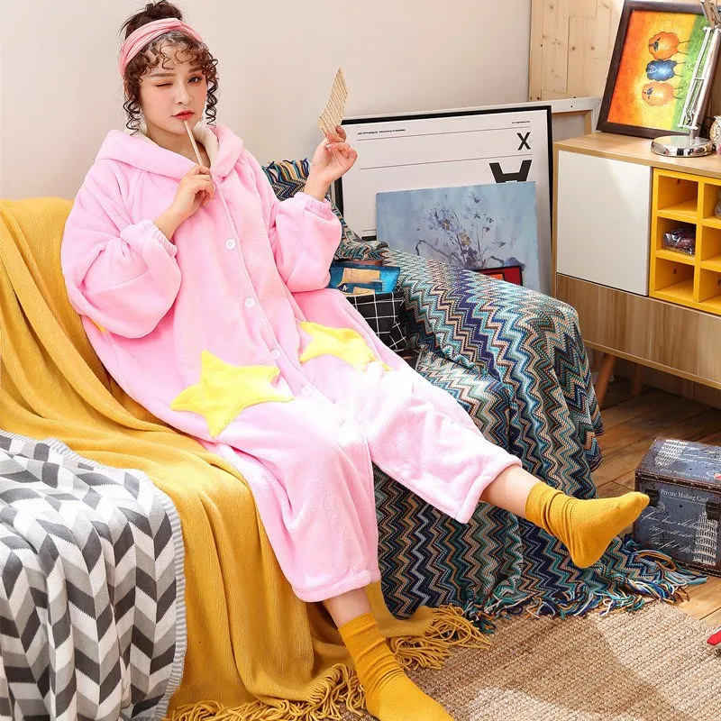 Coral Velvet Bathrobe Women Cartoon Cute Warm Hooded Robe Spring Ladies Casual Star Flannel Kimono Dressing Gowns
Coral Velvet Bathrobe Women Cartoon Cute Warm Hooded Robe Spring Ladies Casual Star Flannel Kimono Dressing Gowns
