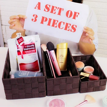 On Sale 3 Piece Set Woven Desktop Cosmetics Female Mask Storage Box Jewelry Remote Control Key Makeup Organizer Finishing Basket
On Sale 3 Piece Set Woven Desktop Cosmetics Female Mask Storage Box Jewelry Remote Control Key Makeup Organizer Finishing Basket