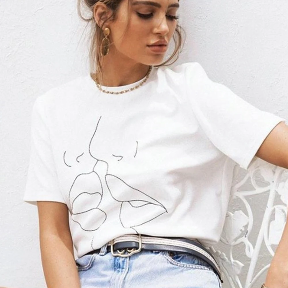 Women White 90s Aesthetic Tshirts Femme Ulzzang Harajuku Kiss Funny T Shirt Friends Shirts Cute Tee Tops Ladies Korean Clothes
Women White 90s Aesthetic Tshirts Femme Ulzzang Harajuku Kiss Funny T Shirt Friends Shirts Cute Tee Tops Ladies Korean Clothes
