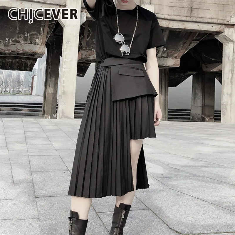CHICEVER Summer Vintage Irregular Trumpet Black Skirt For Women Elastic High Waist Patchwork Pockets A-line Skirts 2019 Fashion
CHICEVER Summer Vintage Irregular Trumpet Black Skirt For Women Elastic High Waist Patchwork Pockets A-line Skirts 2019 Fashion
