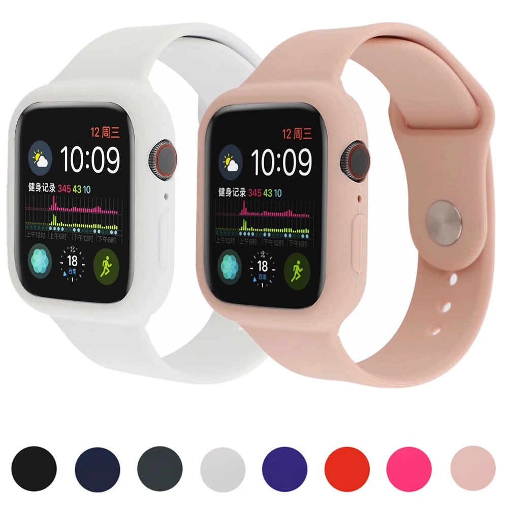 

Soft Silicone Sports Band For Apple Watch 4 3 2 1 38MM 42MM Bracelet Rubber Watchband Strap Case for Iwatch Series 4 40mm 44mm