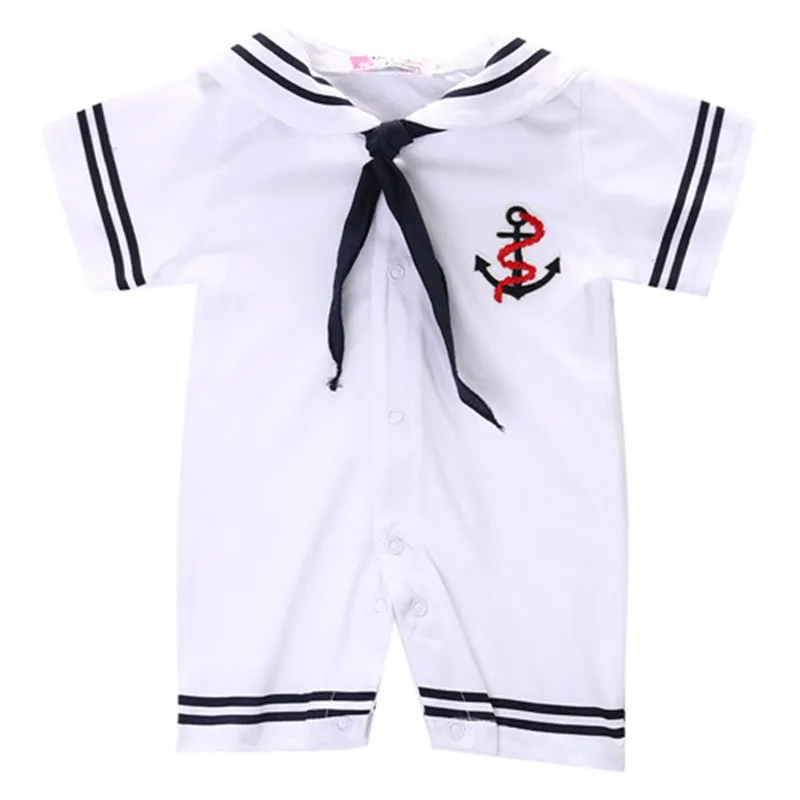 

0-18 Baby Boy Clothes Tout-petit Anchor Sailor Barboteuse Combinaison Baby Bodysuit Authentic 2019 Summer New Hot Cotton