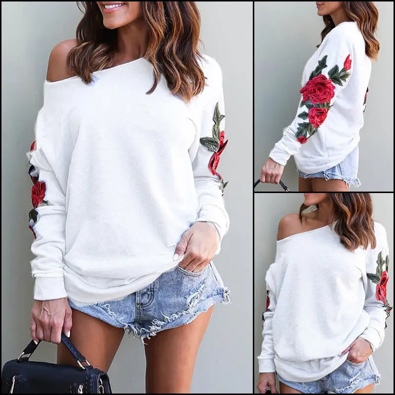 Hot sell Women Casual Tops New Shirt Loose trendy Korean Style Cotton t-shirt Long Sleeve Off Shoulder Floral Blusas
Hot sell Women Casual Tops New Shirt Loose trendy Korean Style Cotton t-shirt Long Sleeve Off Shoulder Floral Blusas