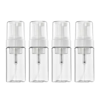 

4 Pcs Refillable Bottles Reusable Plastic Foam 50ml Containers Bottle Dispenser for Cleanser Shower Gel Shampoo Body Lotion