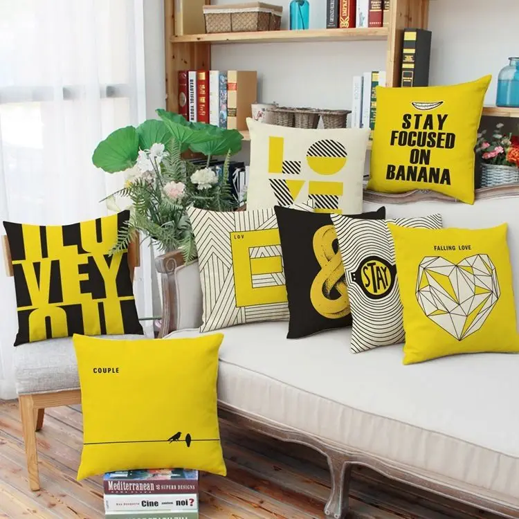 Yellow Style Letter Cotton Linen Throw Pillow Case Geometric Square Cushion Cover Home Bedroom Sofa Decorative 45x45 CM
Yellow Style Letter Cotton Linen Throw Pillow Case Geometric Square Cushion Cover Home Bedroom Sofa Decorative 45x45 CM