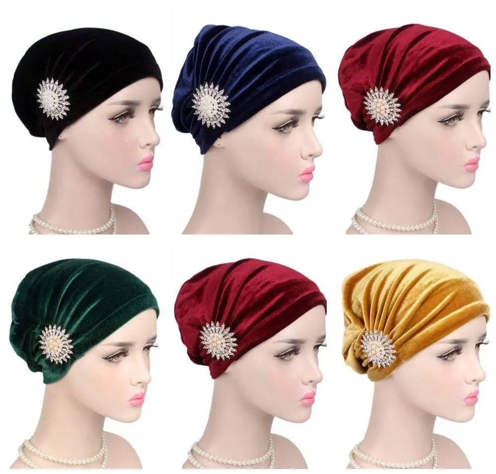 

India Style Hat Inner Cap Muslim Women Velvet Turban Headscarf Islamic Bonnet Beanies Hair Loss Head Wrap Arab Ramadan Fashion