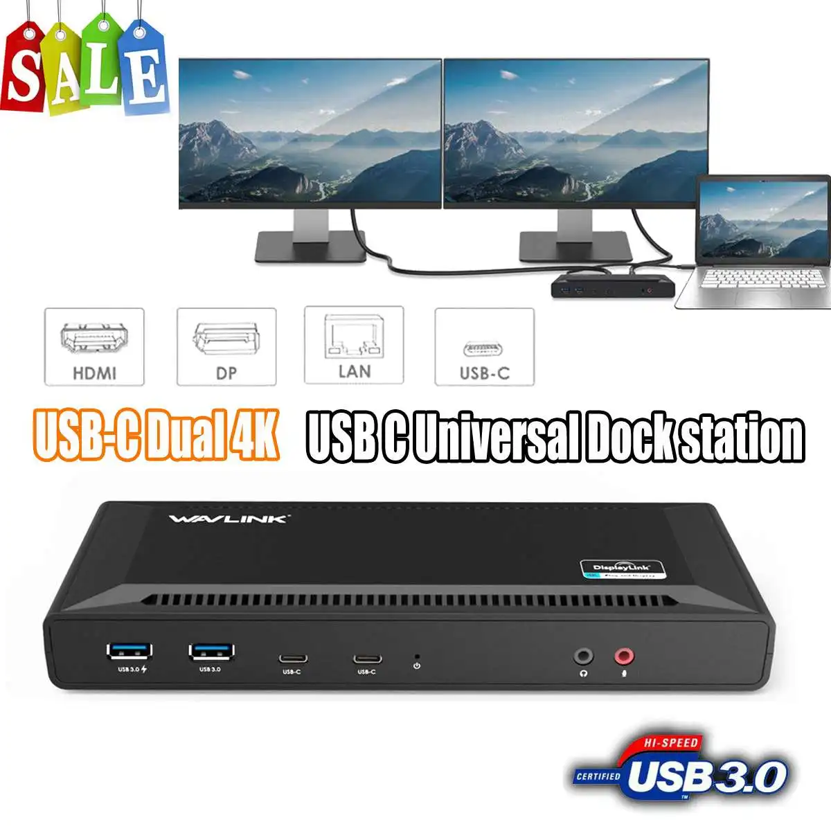 WAVLINK USB C Dual 4K Docking Station with 60W Power Delivery 5K Single Video Display Port Replicator 2xDisplay Port 2xHDMI 
WAVLINK USB C Dual 4K Docking Station with 60W Power Delivery 5K Single Video Display Port Replicator 2xDisplay Port 2xHDMI