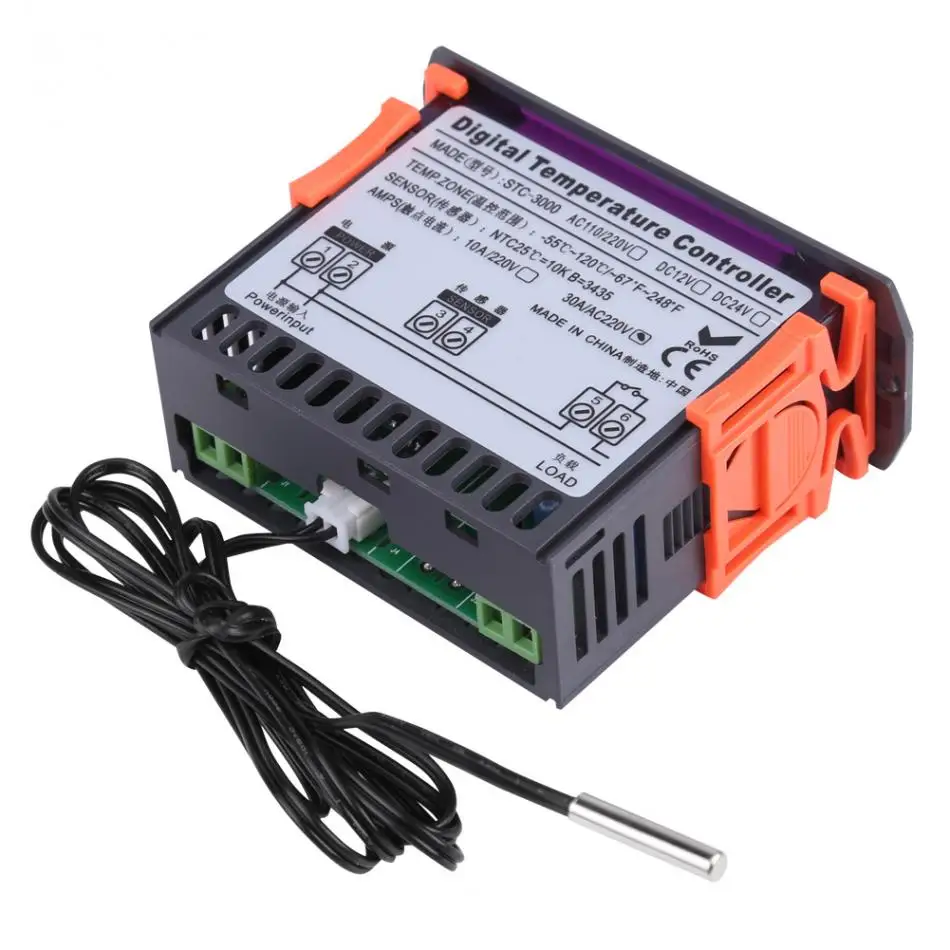 Temperature Controller STC-3000 110V-220V Touch Digital Temperature Controller Thermostat With Sensor 30A
Temperature Controller STC-3000 110V-220V Touch Digital Temperature Controller Thermostat With Sensor 30A