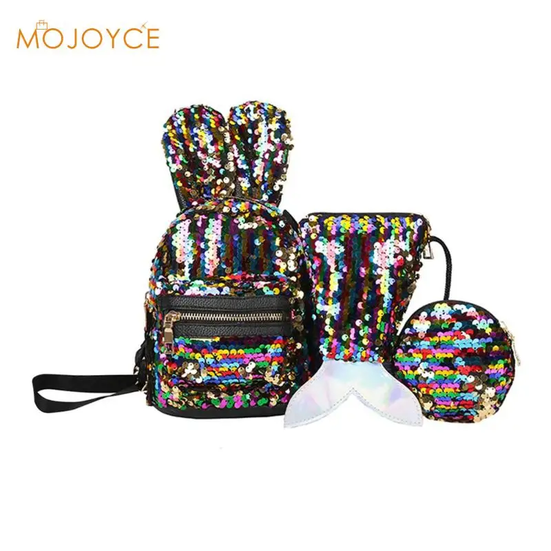 1/3pcs/Set Mini Shining Sequins School Backpack Women Rabbit Ears Rucksack Cartoon Label Purse Zipper Shoulder with Small Bag
1/3pcs/Set Mini Shining Sequins School Backpack Women Rabbit Ears Rucksack Cartoon Label Purse Zipper Shoulder with Small Bag