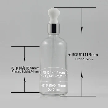 

China supplier clear glass essential oil bottle 100ml, Round shape glass container for Essence Serum with dropper