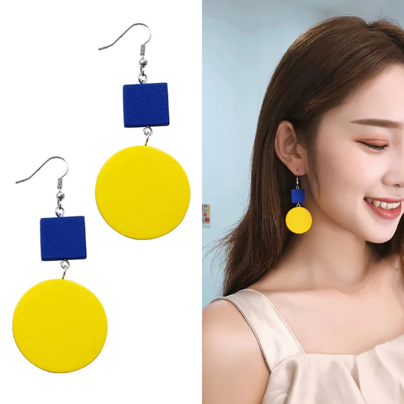 Long Earrings Dangle Fashion Simple Round Female Yellow Gift Earrings Women Jewelry Blue Square Geometric Wooden
Long Earrings Dangle Fashion Simple Round Female Yellow Gift Earrings Women Jewelry Blue Square Geometric Wooden