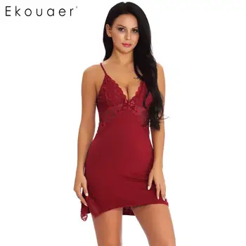 Ekouaer Women Sexy Lingerie Sleepwear Spaghetti Strap Lace Floral Babydoll Dress Female Backless Nightgown Sleepshirts Drop Ship
Ekouaer Women Sexy Lingerie Sleepwear Spaghetti Strap Lace Floral Babydoll Dress Female Backless Nightgown Sleepshirts Drop Ship