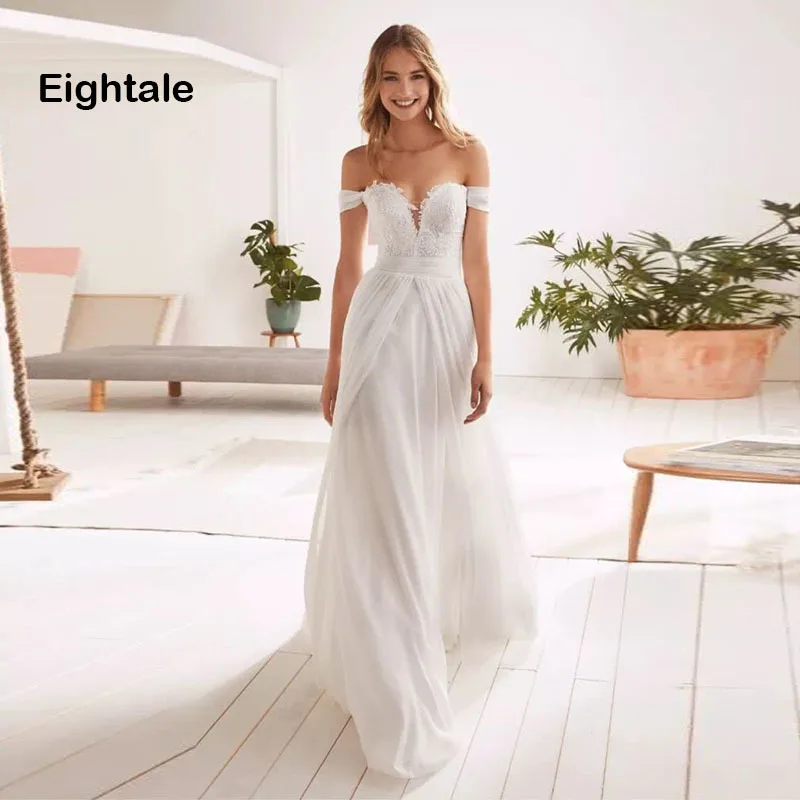 Eightale Boho Wedding Dress Off The Shoulder Beach Sweetheart Appliques Chiffon Bridal Dress Wedding Gowns robe de mariee 2019
Eightale Boho Wedding Dress Off The Shoulder Beach Sweetheart Appliques Chiffon Bridal Dress Wedding Gowns robe de mariee 2019