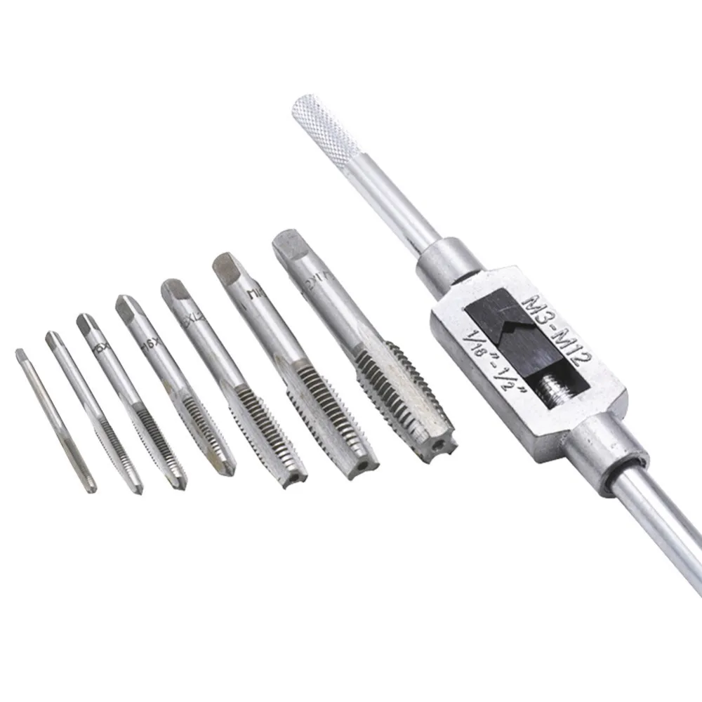 6/8pcs High Speed Steel Hand Screw Thread Metric Plug Taps Set M3 M4 M5 M6 M8 M10 With Adjustable Tap Wrench 1/16-1/4"
6/8pcs High Speed Steel Hand Screw Thread Metric Plug Taps Set M3 M4 M5 M6 M8 M10 With Adjustable Tap Wrench 1/16-1/4"