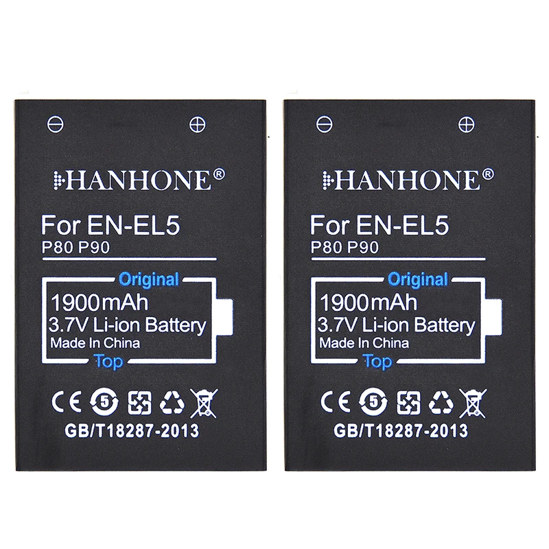 

2pcs 1900mAh EN-EL5 ENEL5 EL5 For Nikon Coolpix P80 P5000 P90 P100 P500 P510 P530 P5100 5200 7900 P4 P6000 3700 4200 P3 Battery