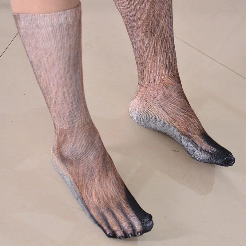 

New 3D Animal Feet Socks Unisex Men Women Adult Animal Paw Crew Socks Printed Cotton