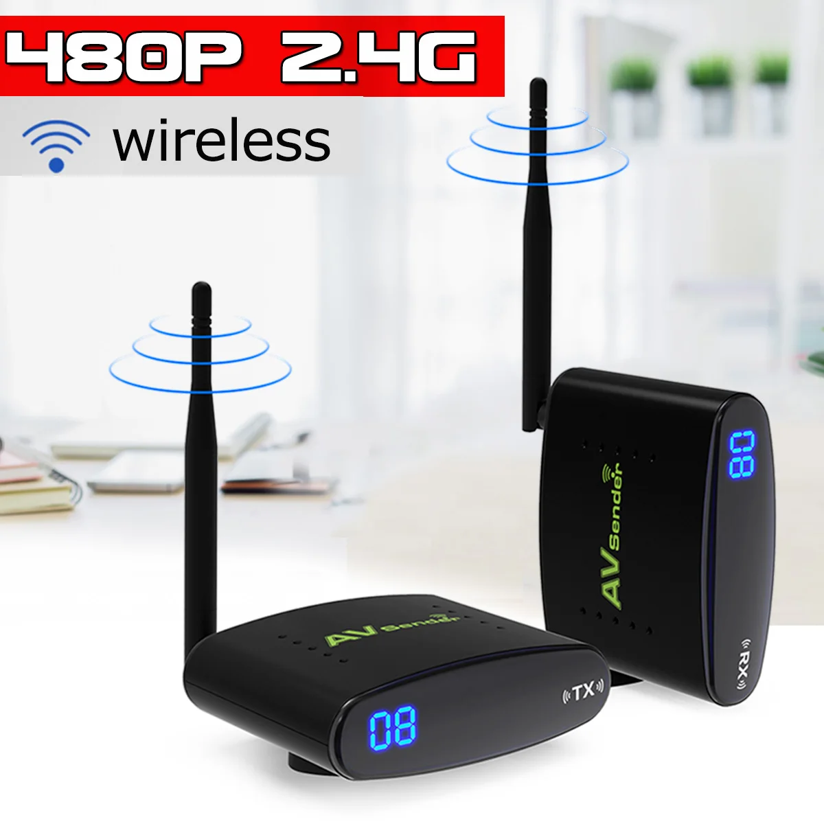 

2.4GHz 300m 480P 50dB/min Wireless AV Sender TV Audio Video Transmitter Receiver PAT-365 Black 16.5MHZ