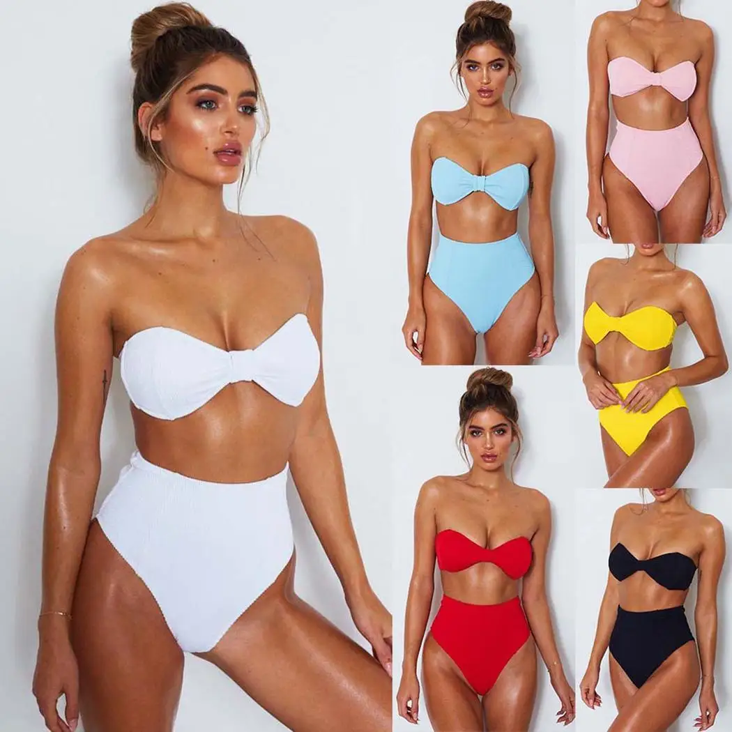 Women Summer Swimsuit Push Up Bikini Set Solid Bathing Beachwear Swimwear Off Shoulder, Bow Tie Elastic
Women Summer Swimsuit Push Up Bikini Set Solid Bathing Beachwear Swimwear Off Shoulder, Bow Tie Elastic