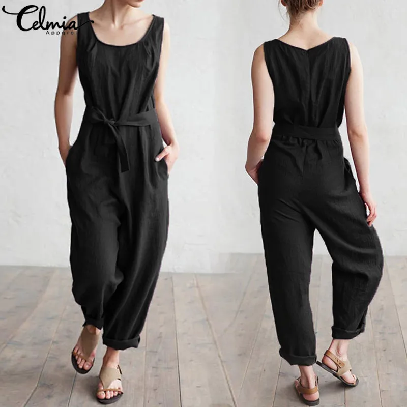 Celmia Women Jumpsuit O Neck Sleeveless Summer Jumpsuit 2019 Office Work Wear Elegant Playsuits Cotton Linen Overalls Oversized
Celmia Women Jumpsuit O Neck Sleeveless Summer Jumpsuit 2019 Office Work Wear Elegant Playsuits Cotton Linen Overalls Oversized
