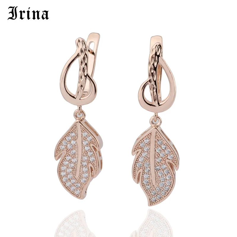 Irina New Women Wedding Party Luxury Jewelry 585 Rose Gold Leaf Micro Wax Inlay Zircon Long Irregular Earrings
Irina New Women Wedding Party Luxury Jewelry 585 Rose Gold Leaf Micro Wax Inlay Zircon Long Irregular Earrings