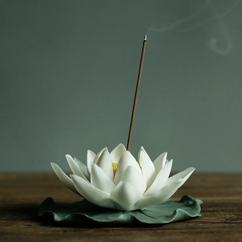 Characteristic Ceramic Lotus Incense Burner Lotus Flower Incense Holder Handmade Censer for Buddhist Home Office Decoration
Characteristic Ceramic Lotus Incense Burner Lotus Flower Incense Holder Handmade Censer for Buddhist Home Office Decoration