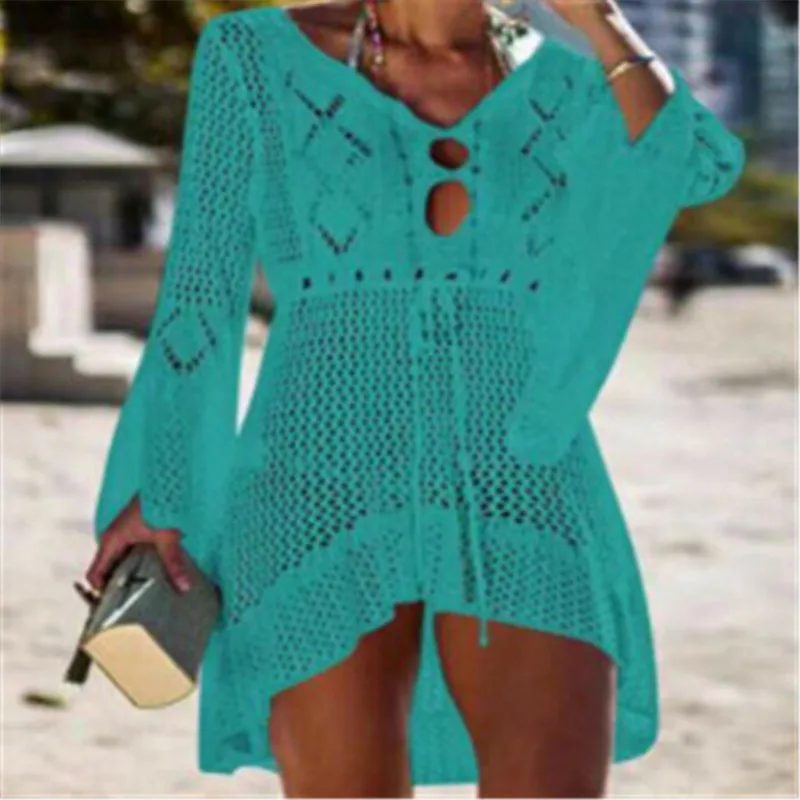 Trendy Women dress Lace V-neck long sleeve hollow out casual Summer Beach Polyester Mini Dresses one pieces
Trendy Women dress Lace V-neck long sleeve hollow out casual Summer Beach Polyester Mini Dresses one pieces