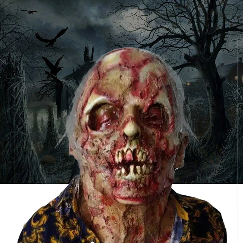 Horror Rotten zombie devil skull cover Bloody Zombie Mask Melting Face Adult Latex Costume Halloween Scary Prop
Horror Rotten zombie devil skull cover Bloody Zombie Mask Melting Face Adult Latex Costume Halloween Scary Prop