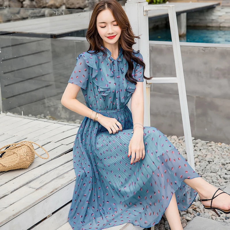 YAMDI Korean Stand Collar Elastic Waist Short Sleeve Elegant Dresses Polka 2019 Summer New Dot Midi Dress Beach Dress Vestidos
YAMDI Korean Stand Collar Elastic Waist Short Sleeve Elegant Dresses Polka 2019 Summer New Dot Midi Dress Beach Dress Vestidos