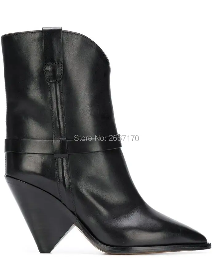 2018 New Winter Women Ankle Boots Pointed Toe Conical Heels Harness Strap Decor Slip On Shoes Spike Heel Cowboy Boots Women
2018 New Winter Women Ankle Boots Pointed Toe Conical Heels Harness Strap Decor Slip On Shoes Spike Heel Cowboy Boots Women