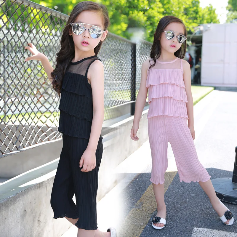 Children's Summer Clothing Ruched Mesh Vest+Wide Leg Pants Casual Girls Clothing Teenage Girls Teen Clothes For 6 8 10 12 Years
Children's Summer Clothing Ruched Mesh Vest+Wide Leg Pants Casual Girls Clothing Teenage Girls Teen Clothes For 6 8 10 12 Years