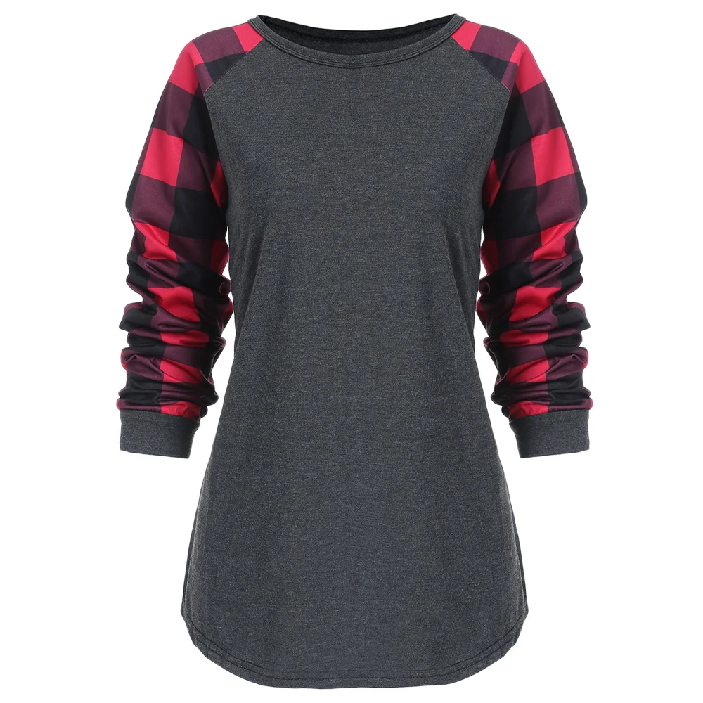 Wipalo Plus Size Women Checked Panel Raglan Sleeve Top Fashion Round Neck Long Sleeve Plaid T Shirts Women Casual Clothes
Wipalo Plus Size Women Checked Panel Raglan Sleeve Top Fashion Round Neck Long Sleeve Plaid T Shirts Women Casual Clothes