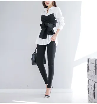 2019 Spring Women Shirts Top Patchwork Bow Bandage Long Sleeve Slim Shirt Clothes Office Lady Fashion Korean New Blouse 
2019 Spring Women Shirts Top Patchwork Bow Bandage Long Sleeve Slim Shirt Clothes Office Lady Fashion Korean New Blouse