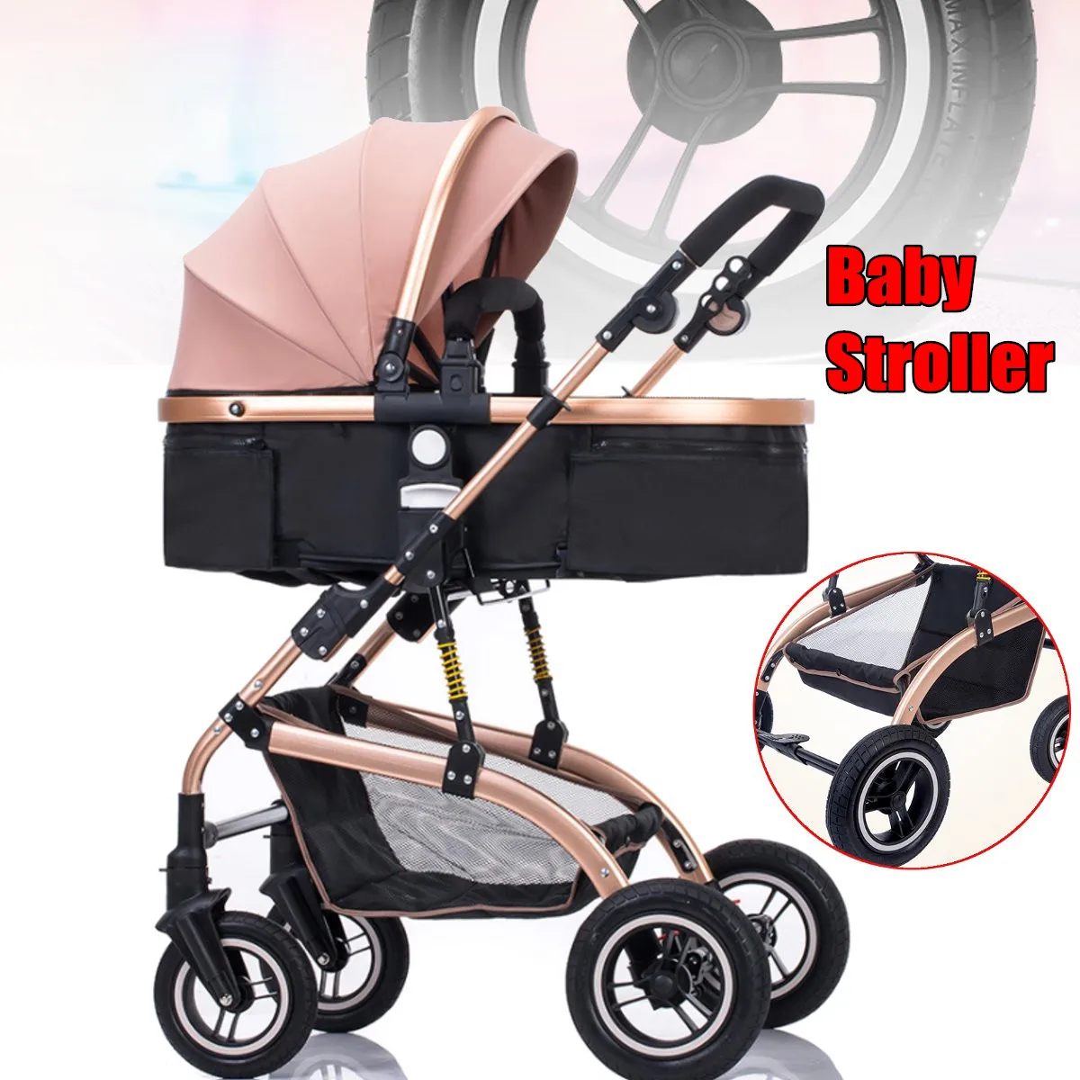 Baby Stroller 2 in 1 Stroller Lying or Dampening Folding Light Weight Two-sided Child Four Seasons High-Landscape Fashion Style
Baby Stroller 2 in 1 Stroller Lying or Dampening Folding Light Weight Two-sided Child Four Seasons High-Landscape Fashion Style