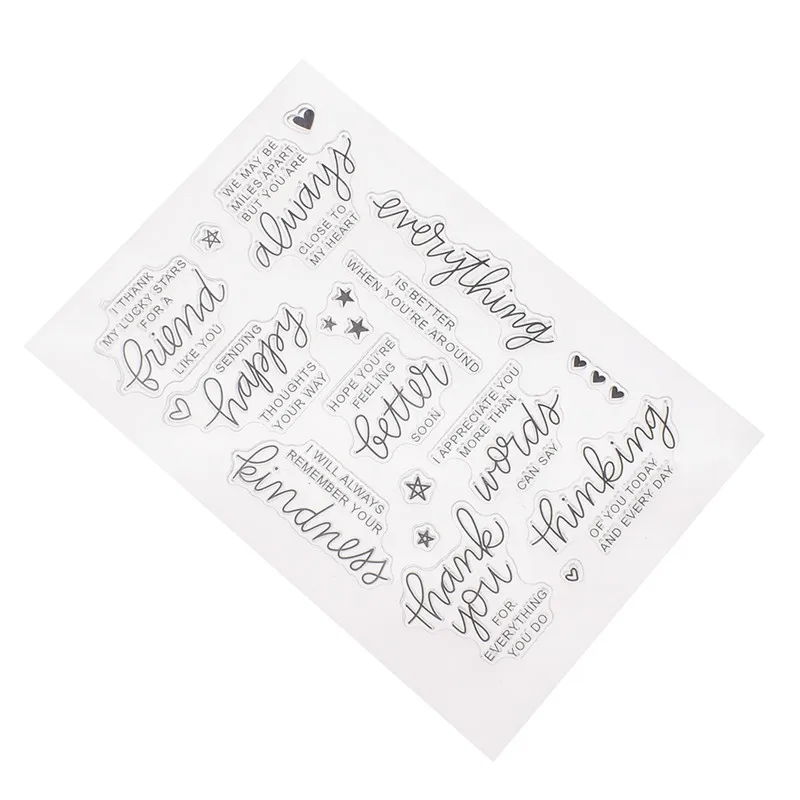 Plastic Phrase Clear Stamp Happy Friendship Letter Transparent Seal Stamps DIY Handmade Scrapbook Album Decoration Supplies
Plastic Phrase Clear Stamp Happy Friendship Letter Transparent Seal Stamps DIY Handmade Scrapbook Album Decoration Supplies