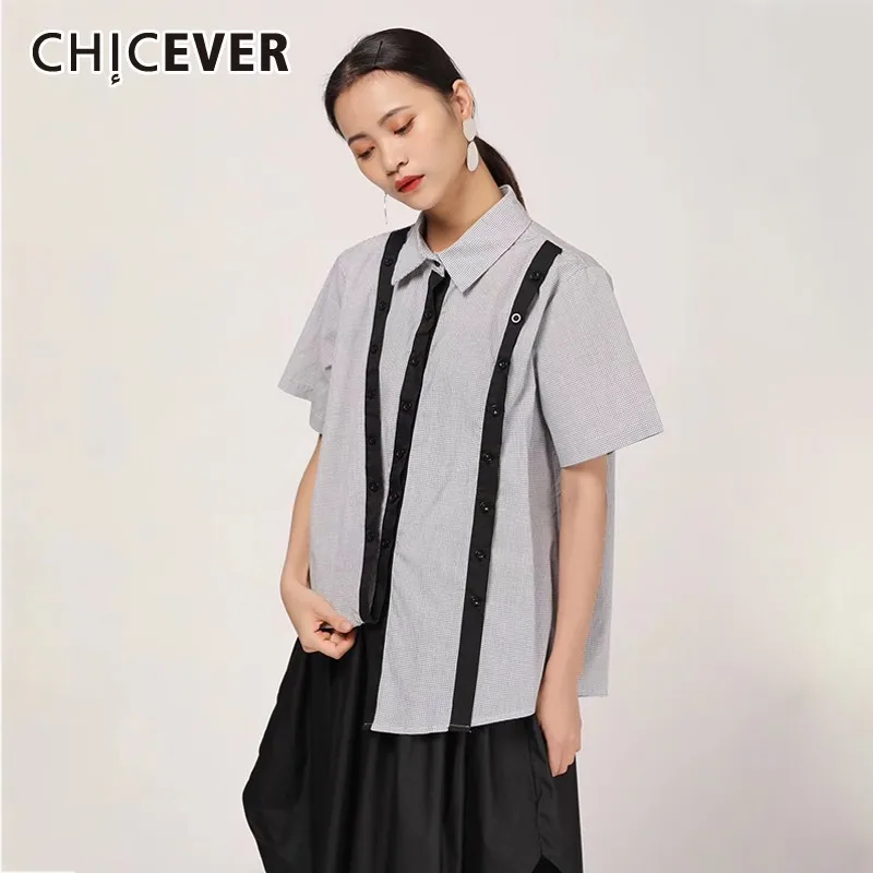 CHICEVER Summer Casual Patchwork Striped Women Shirt Lapel Short Sleeve Button Asymmetrical Female Top Clothing 2019 Fashion New
CHICEVER Summer Casual Patchwork Striped Women Shirt Lapel Short Sleeve Button Asymmetrical Female Top Clothing 2019 Fashion New