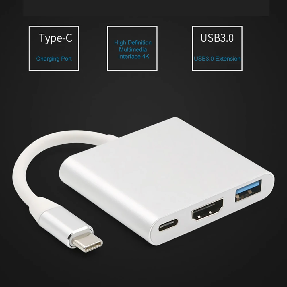 USB3.1 Type-C to High Definition Multimedia Interface 4k 3 Port Adapter HD Devices Cable Support Converter Compatible for Laptop
USB3.1 Type-C to High Definition Multimedia Interface 4k 3 Port Adapter HD Devices Cable Support Converter Compatible for Laptop